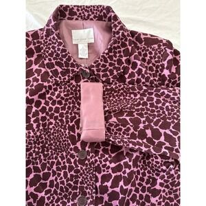 Susan Graver NWT Women's Jacket With Preppy Pink/purple Leopard Print Size Large